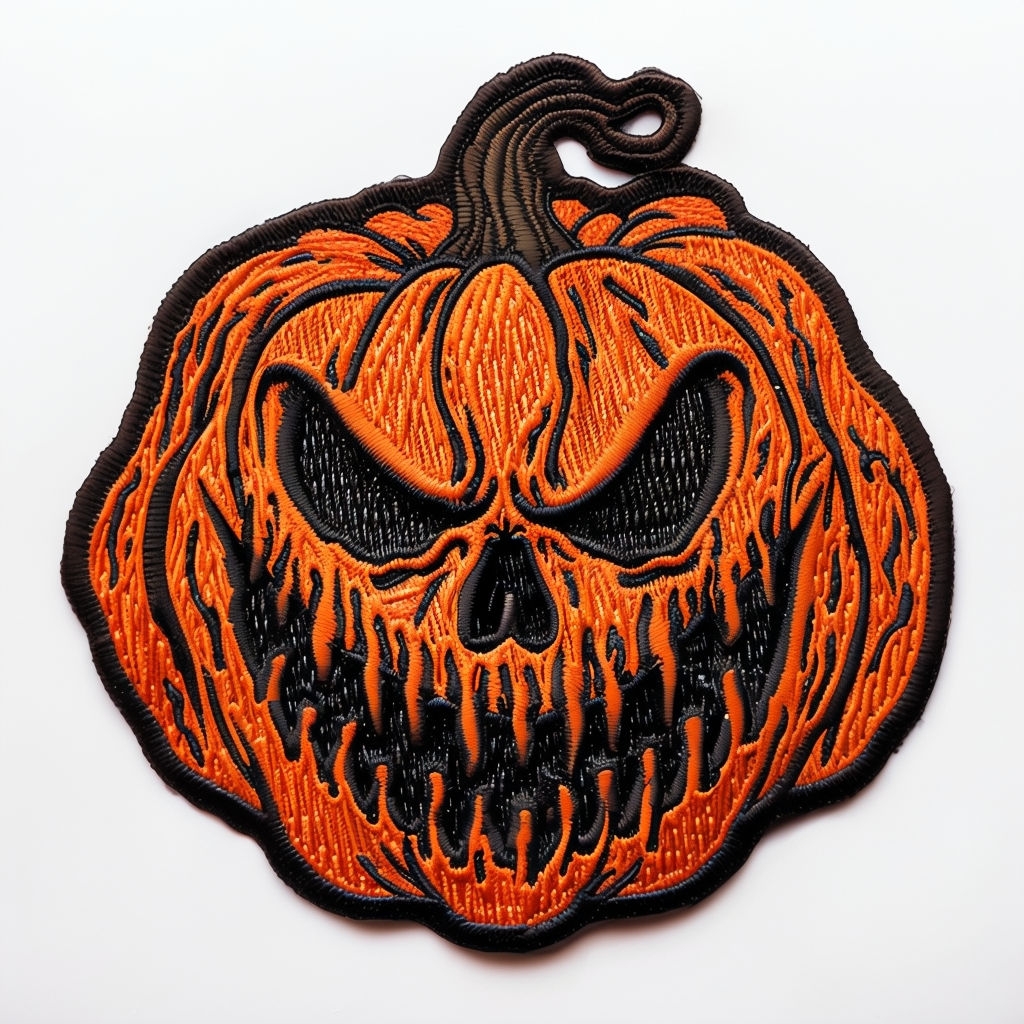 Menacing Skeletal Pumpkin Embroidered Patch for Hats