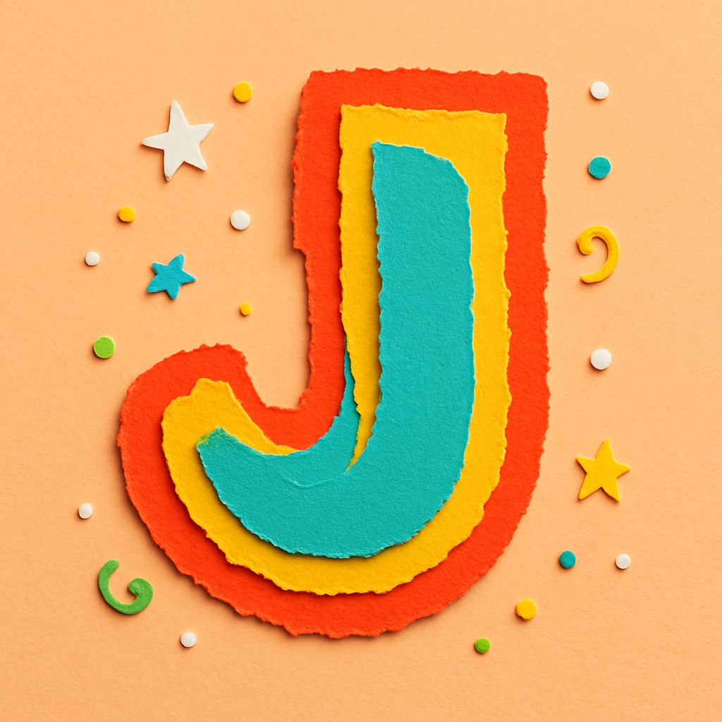 Vibrant Layered J Letter Artwork with Colorful Design Monogram
