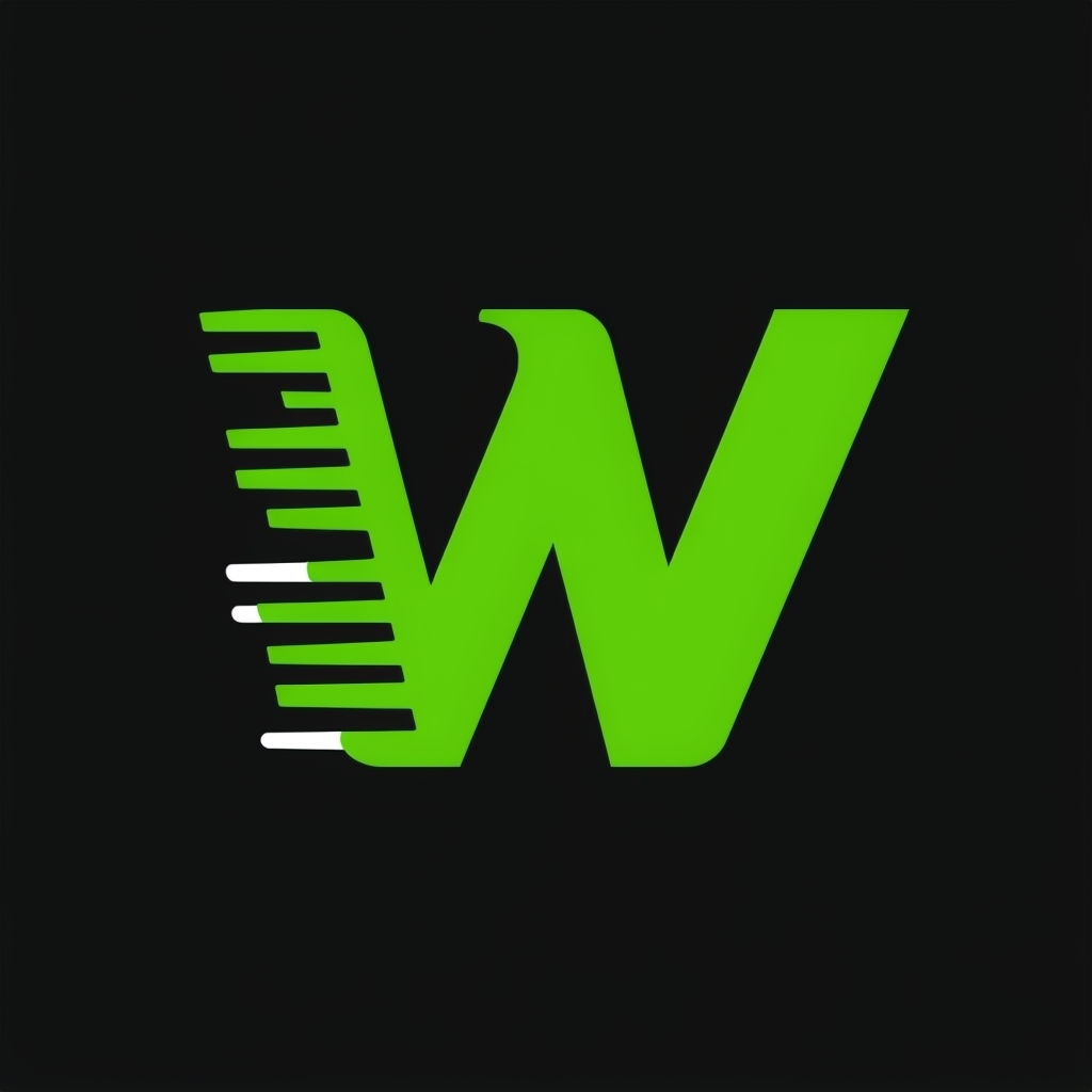 Dynamic Modern Minimalist W Monogram Logo on Black Background