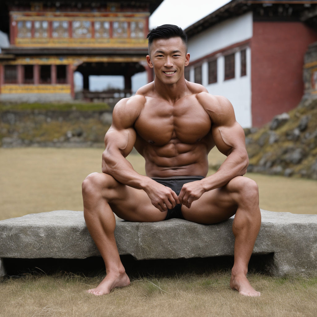 muscular powerful asian thoughtchad