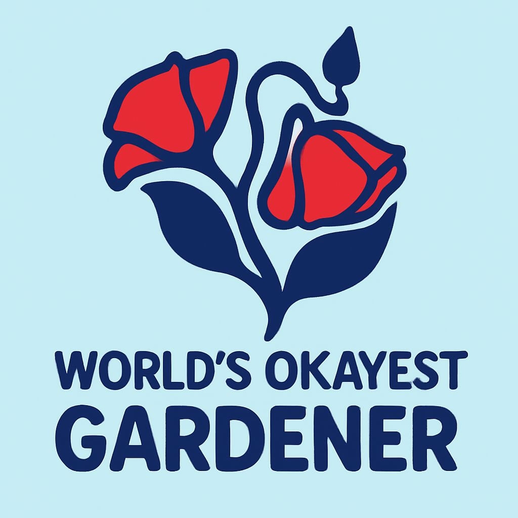 Stylish Red Flowers with World's Okayest Gardener Text T-Shirt