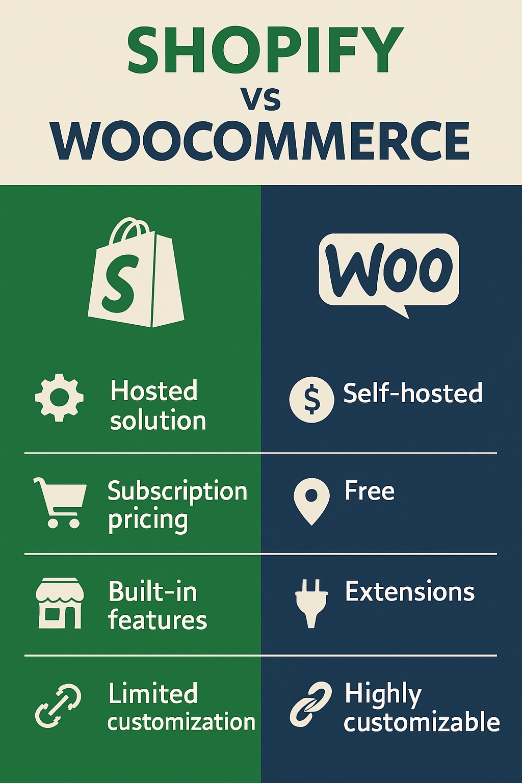 Shopify vs WooCommerce Infographic Comparison for Social Media Post