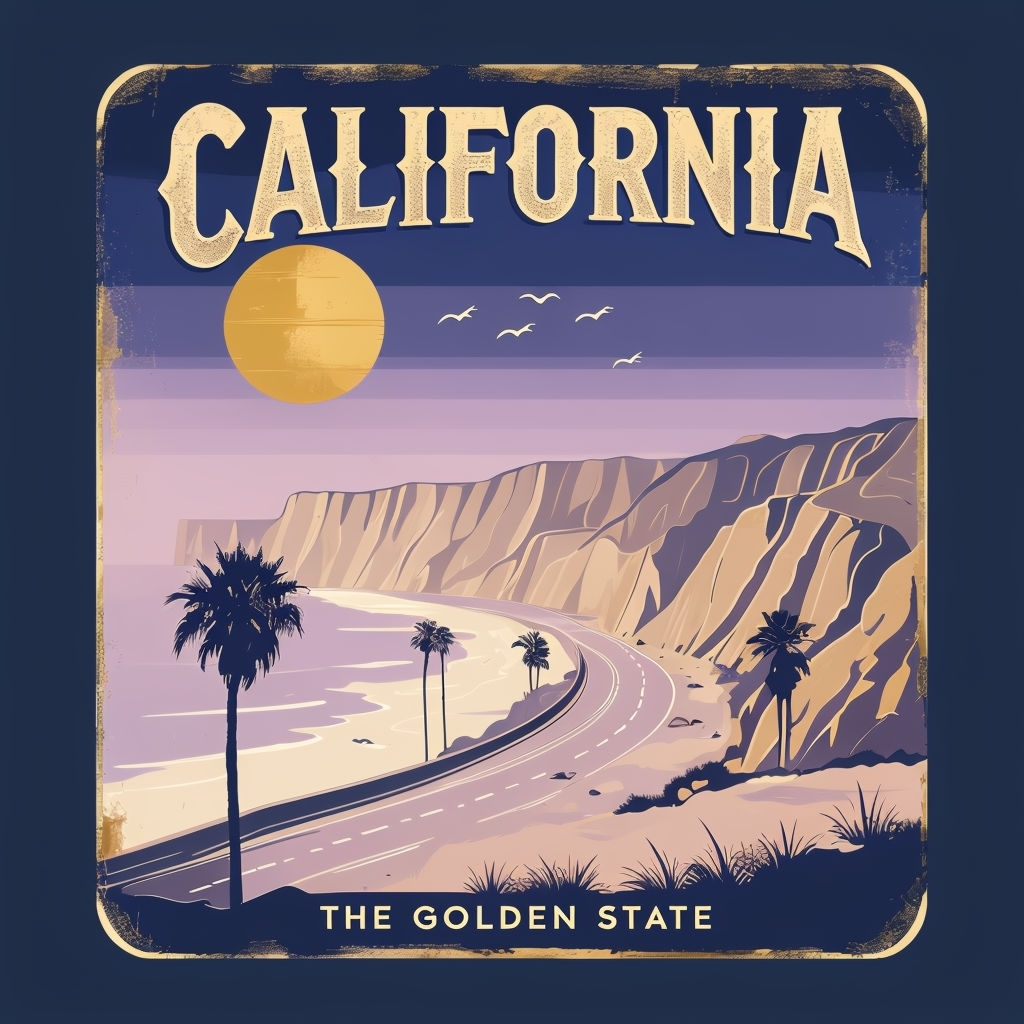 Vintage California Travel Poster Design T-Shirt