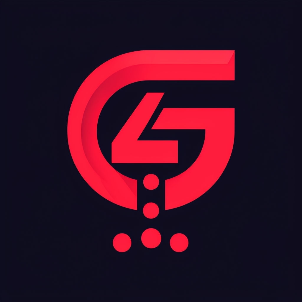 Modern Minimalist Red G4 Logo Design on Black Background