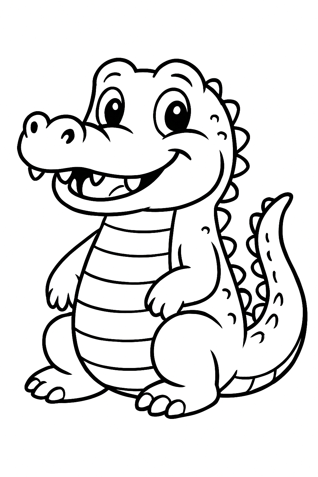 Cute Cartoon Alligator Character Illustration for Coloring Book Pages