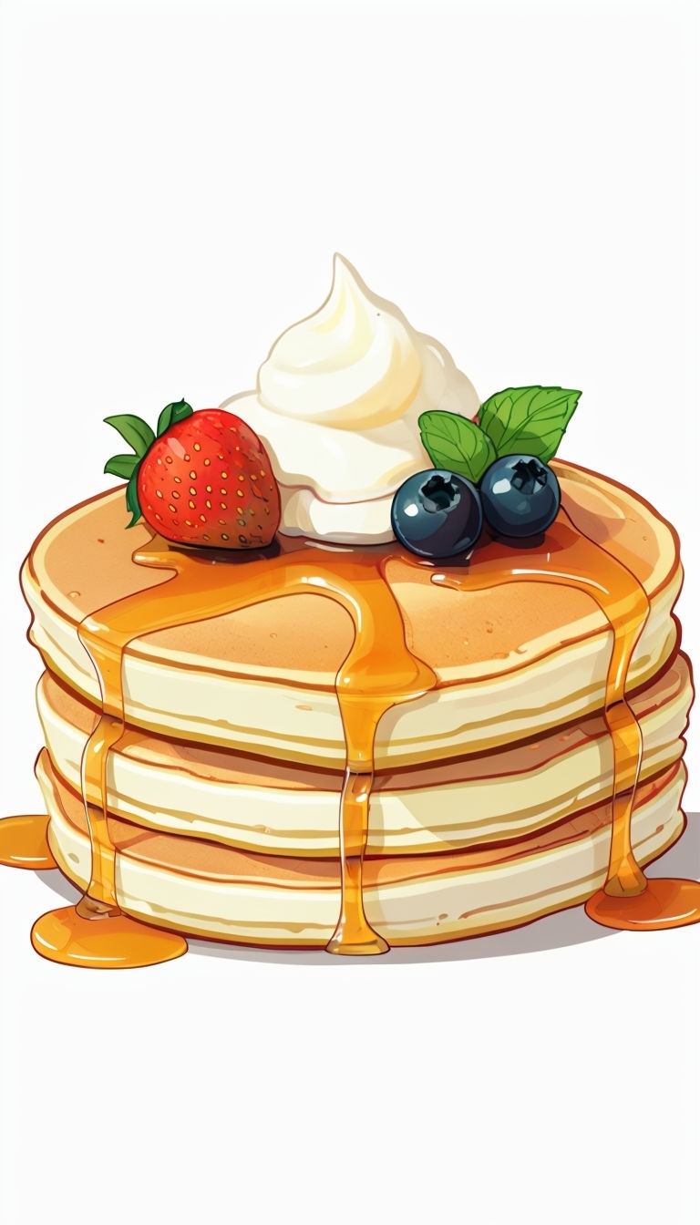 Delicious Cartoon Stack of Pancakes with Toppings Phone Case Cover