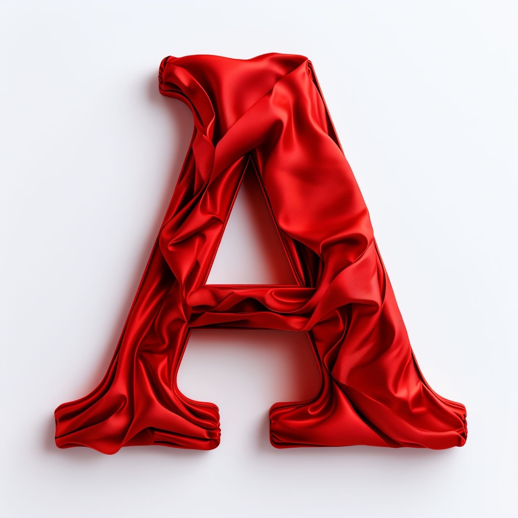 Luxurious Red Satin Letter A 3D Typography Artwork Monogram