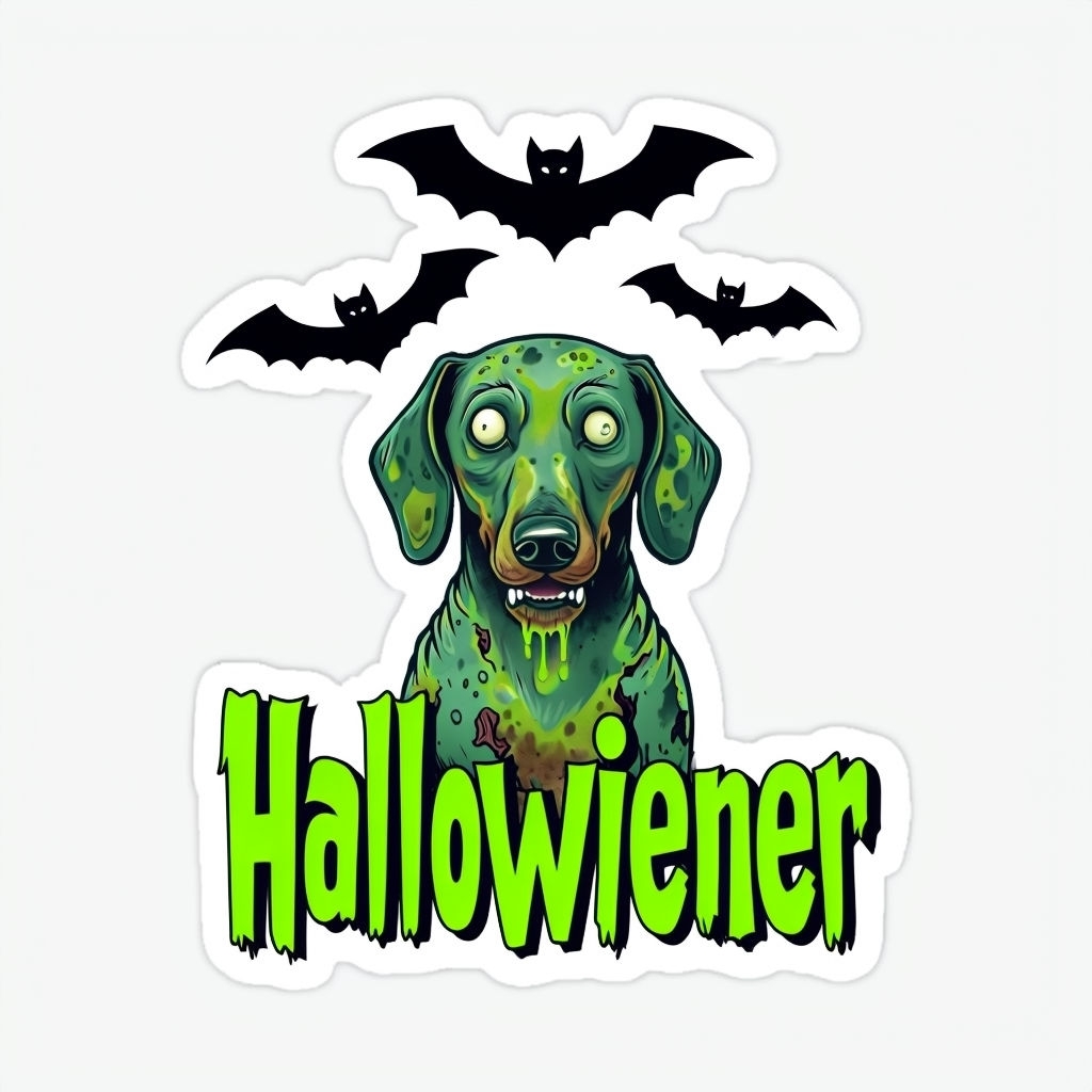 Humorous Zombie Dachshund Hallowiener Halloween Sticker