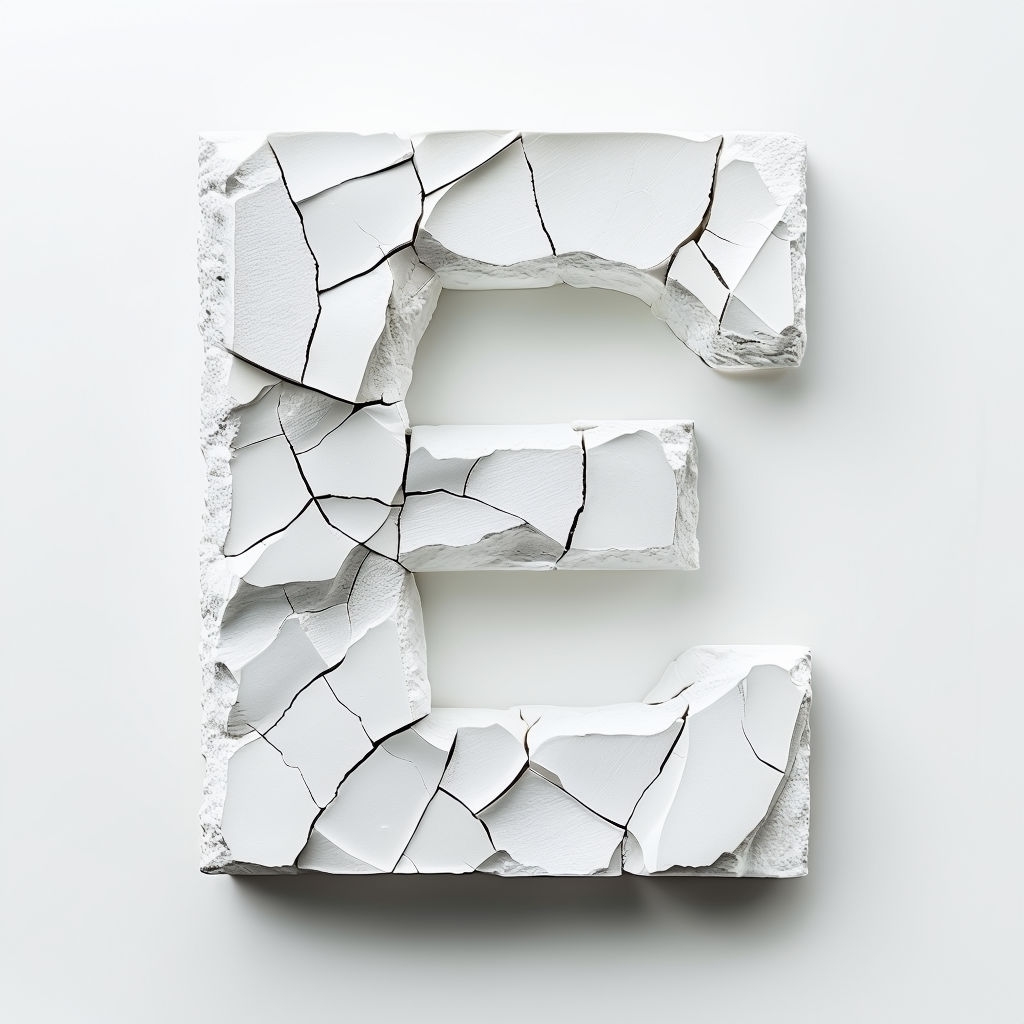 Textured White Chalk Monogram Letter E Photography Monogram