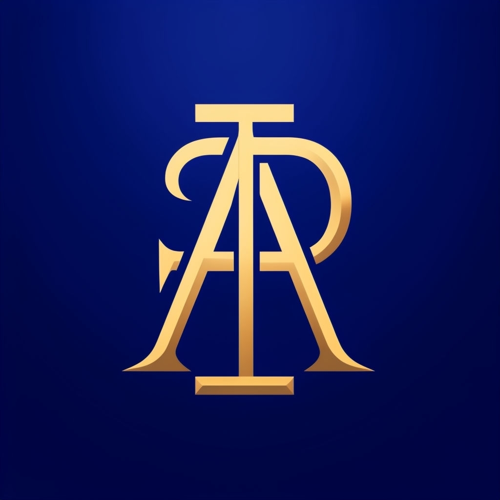 Elegant AR Intertwined Monogram Design on Royal Blue Background Monogram