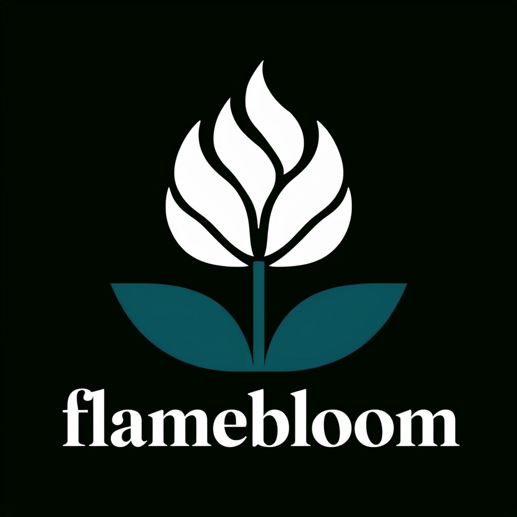 Minimalist Flamebloom Logo with Stylized Flower Design
