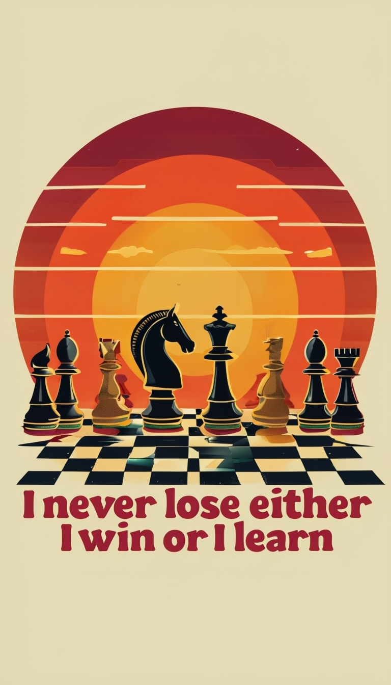 Vibrant Chessboard Sunset with Inspirational Quote T-Shirt