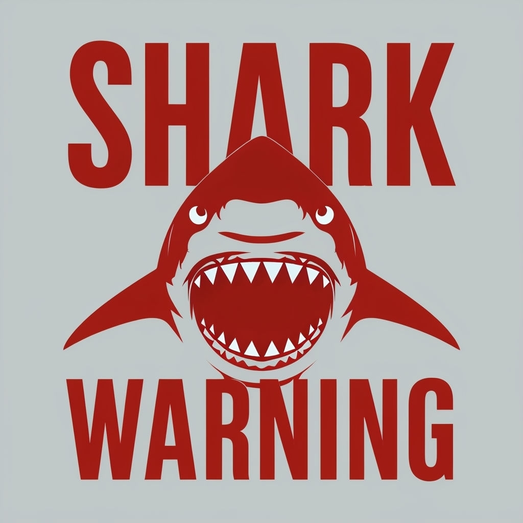 Menacing Shark Warning Sign Minimalist Design T-Shirt