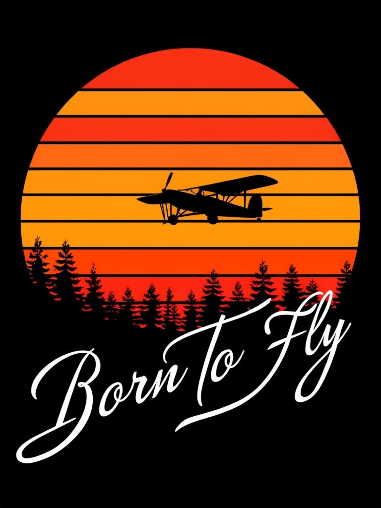 Born to Fly Airplane Vintage Design T-Shirt