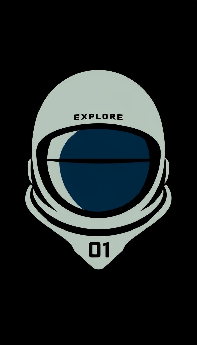 Stylized Astronaut Helmet Illustration with Explore Text Phone Case Cover
