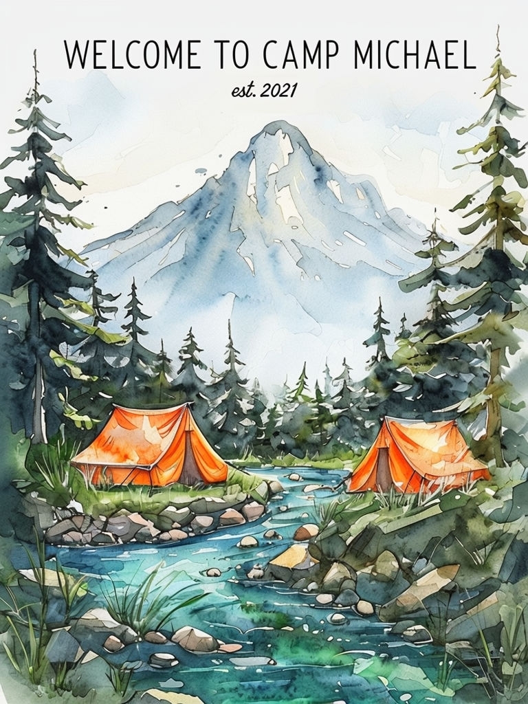 Welcome to Camp Michael Serene Wilderness Art Sign