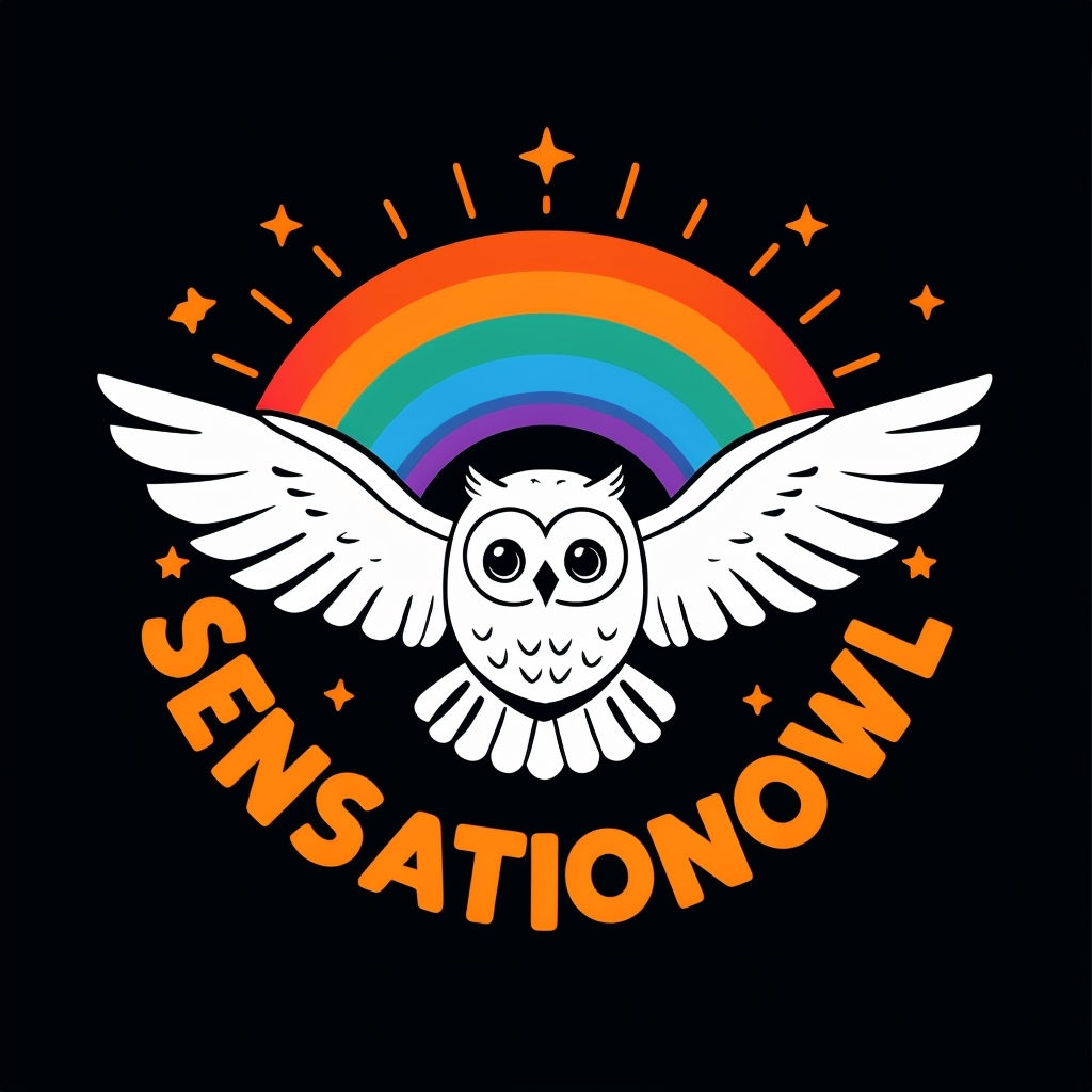 Whimsical Cartoon Owl with Rainbow and Stars T-shirt