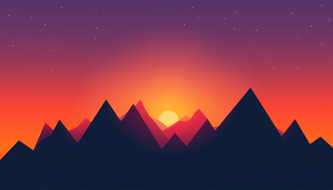Minimalist Mountain Range at Sunset Vector Background Design Virtual Backgrounds