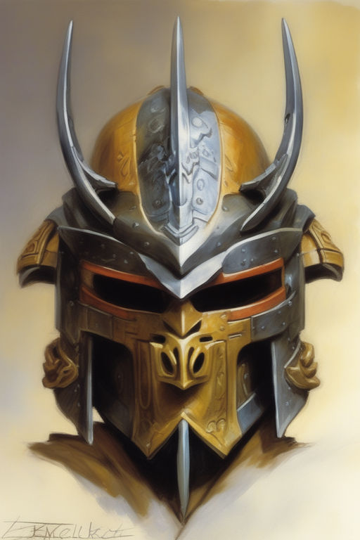 A bionicle-mask-corinthian-samurai-helmet. concept art oil p... by ...