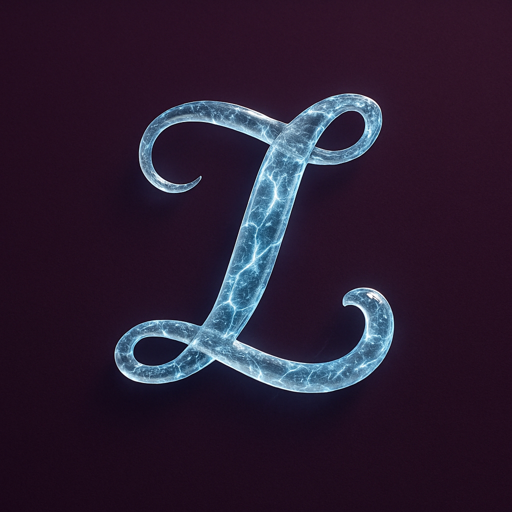 Electrifying Blue Cursive 'L' Letter Digital Artwork Monogram