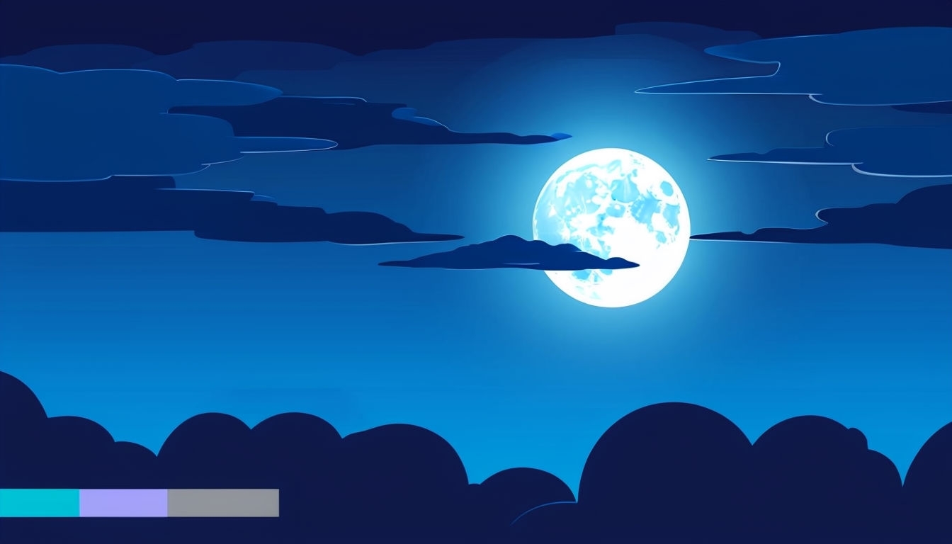 Tranquil Nighttime Landscape with Full Moon Virtual Background