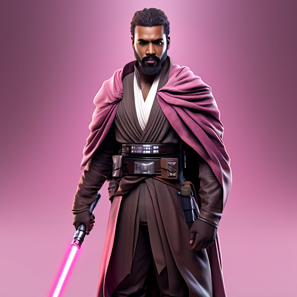 Realistic star wars full body black male jedi with a pink li... by ...