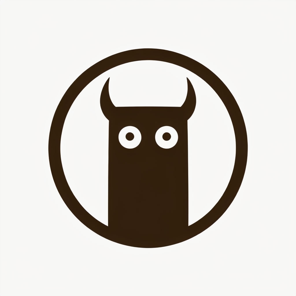 Minimalist Dark Brown Horned Monster Logo