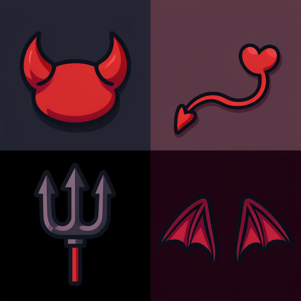 Cute Dark Devil Elements 2x2 Seamless Pattern Design