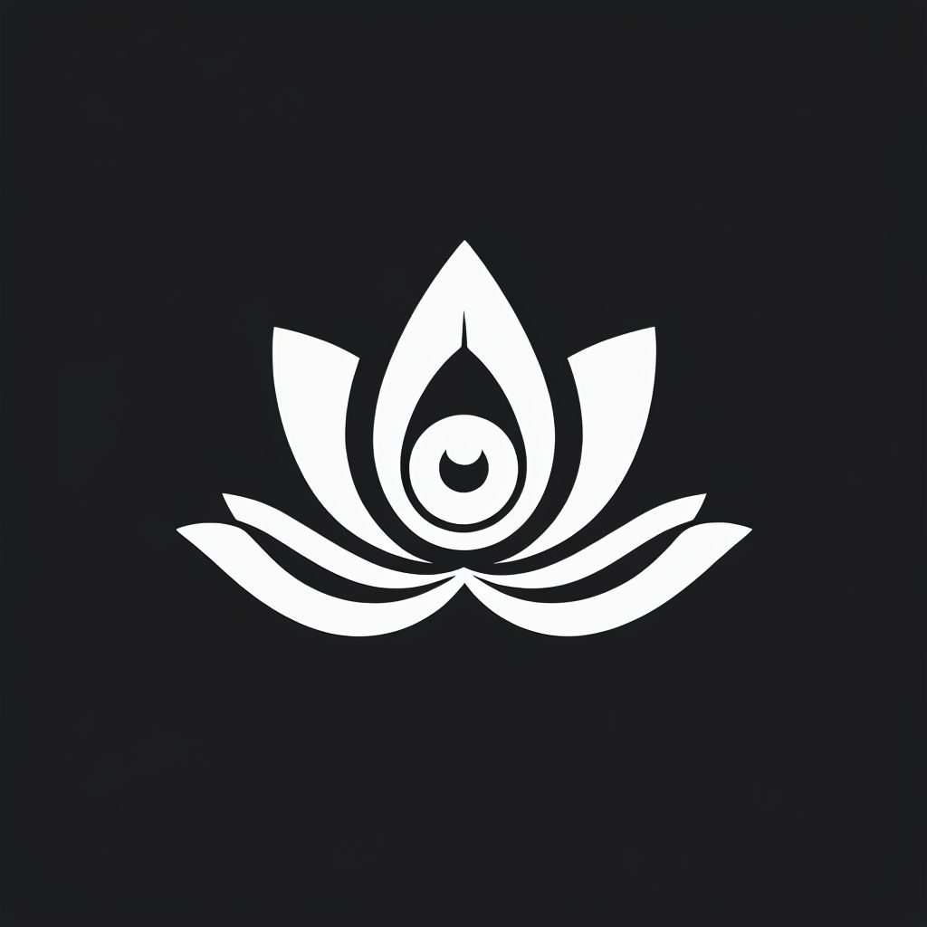 Elegant Minimalist Lotus Flower Logo on Black Background - Playground