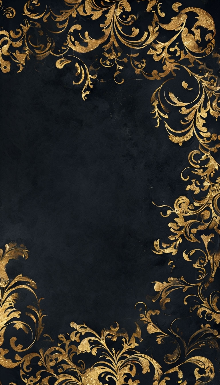 Elegant Gold Filigree Patterns on Black Art Poster