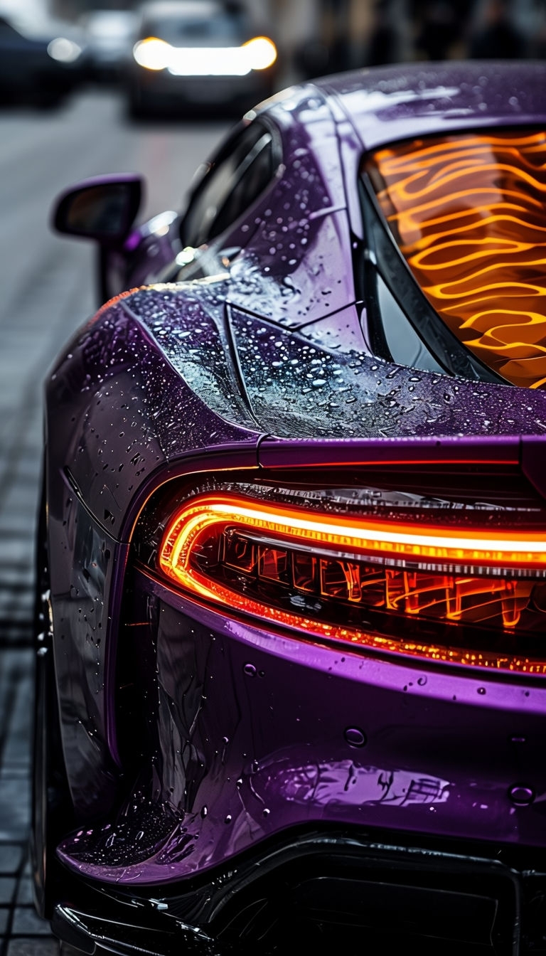 Sleek Metallic Purple Sports Car Design for Phone Case Cover