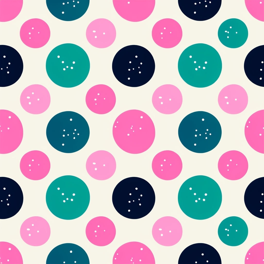 Vibrant Circular Shapes Seamless Pattern on Off-White Background