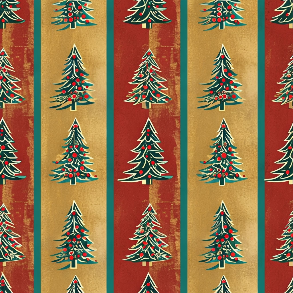 Vintage Handmade Christmas Tree Festive Wrapping Paper