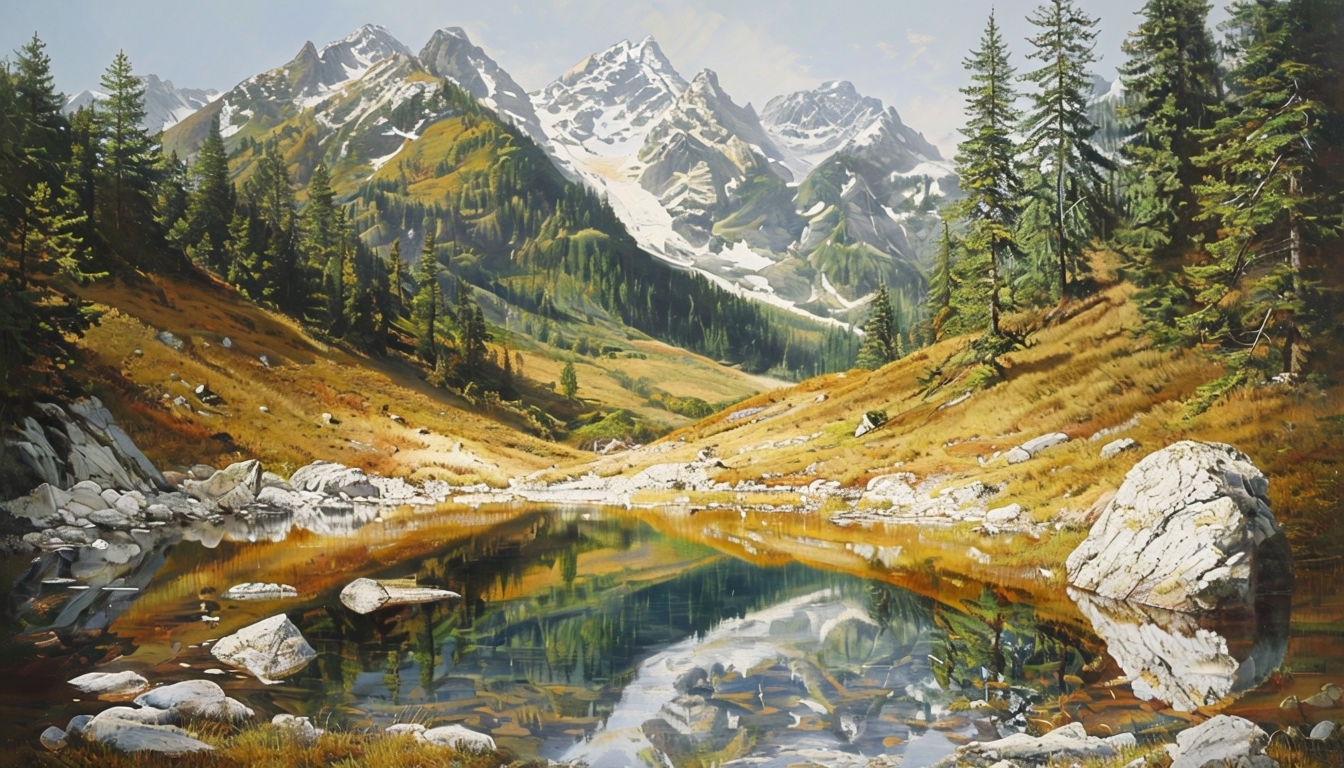 Serene Mountain Lake Landscape for Virtual Backgrounds