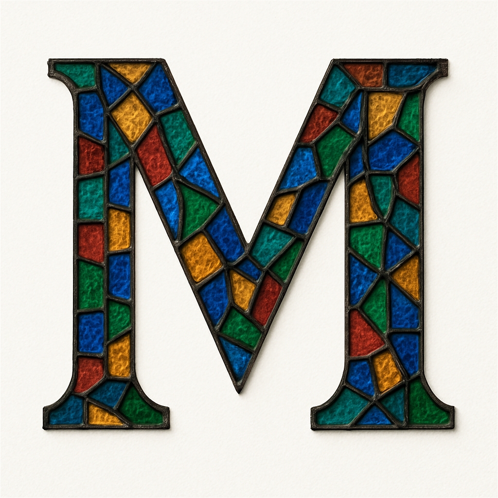 Mosaic Styled Letter M with Vibrant Colors Illustration Monogram