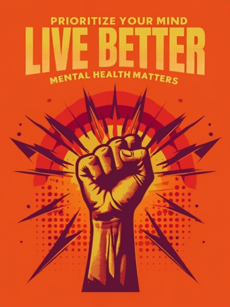 Empowering Retro Pop-Art Mental Health Motivational Poster