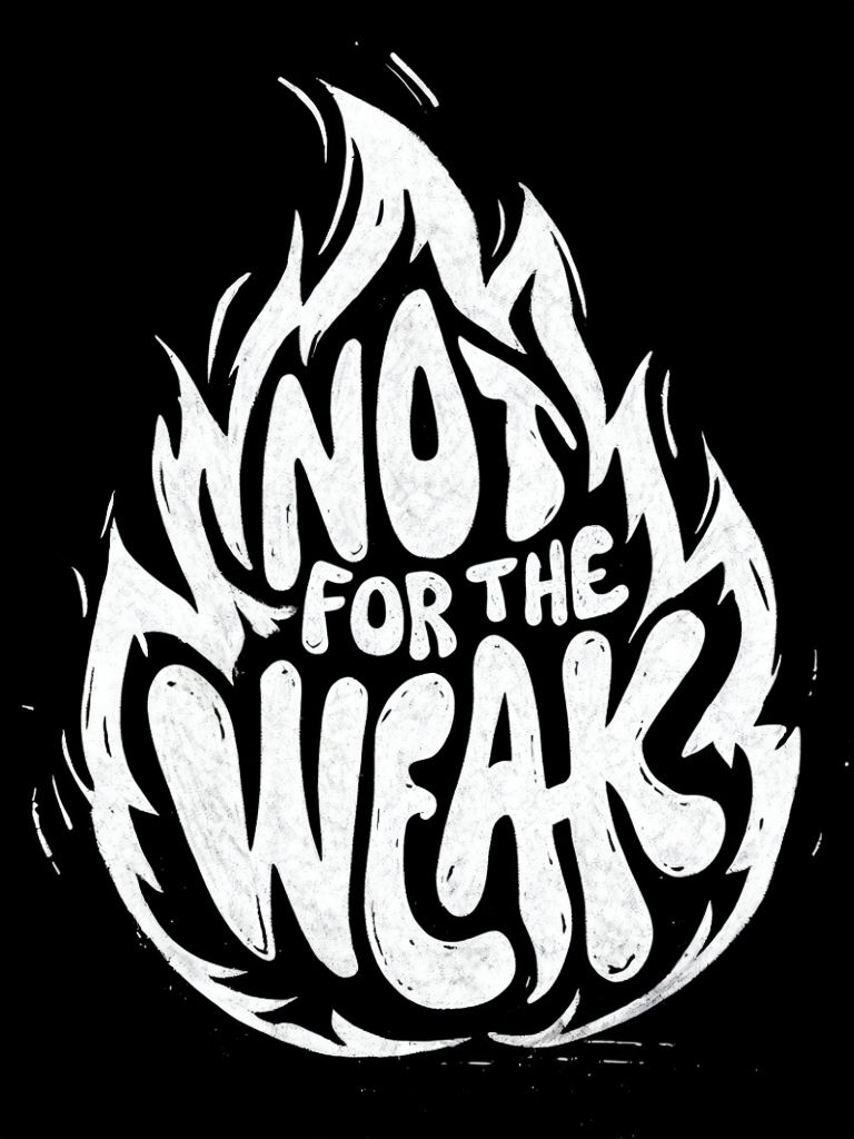 Bold Chalkboard 'Not For The Weak' Flame Typography Poster