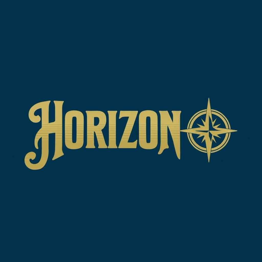 Stylish Vintage Horizon Logo with Compass Rose Design