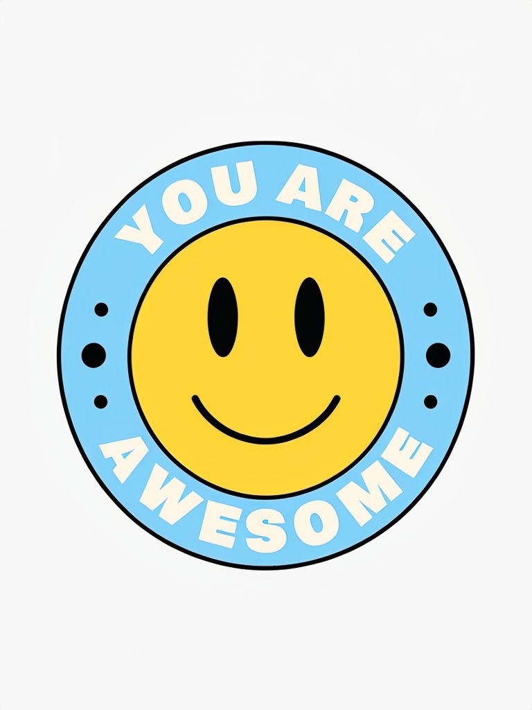 You Are Awesome Bright Smiley Emoji Illustration Sticker