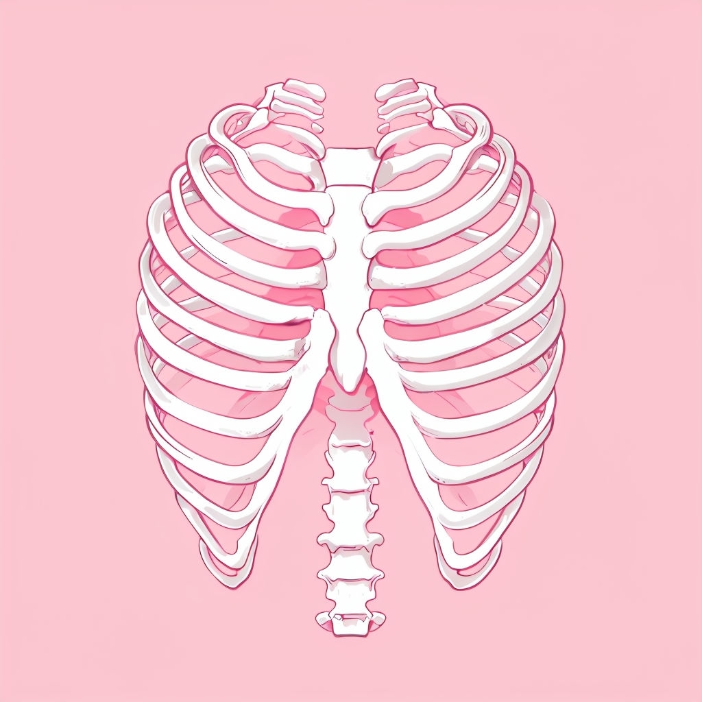 Minimalist Heart-Shaped White Ribcage Illustration T-Shirt