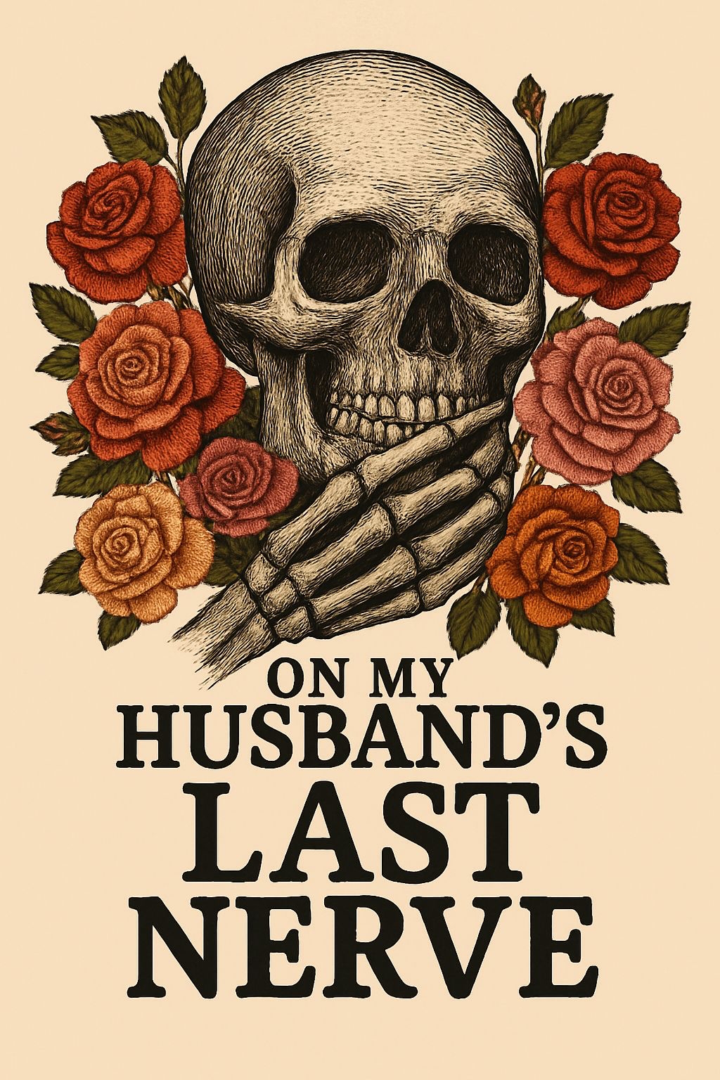 Intricate Skull and Roses Vintage Illustration T-Shirt