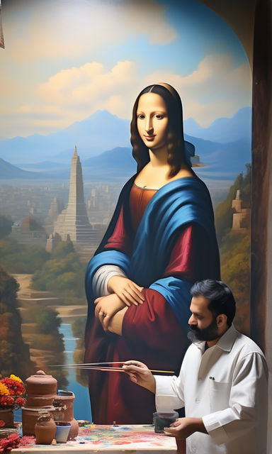A painter painting the picture of monalisa by Secret Strategy - Playground