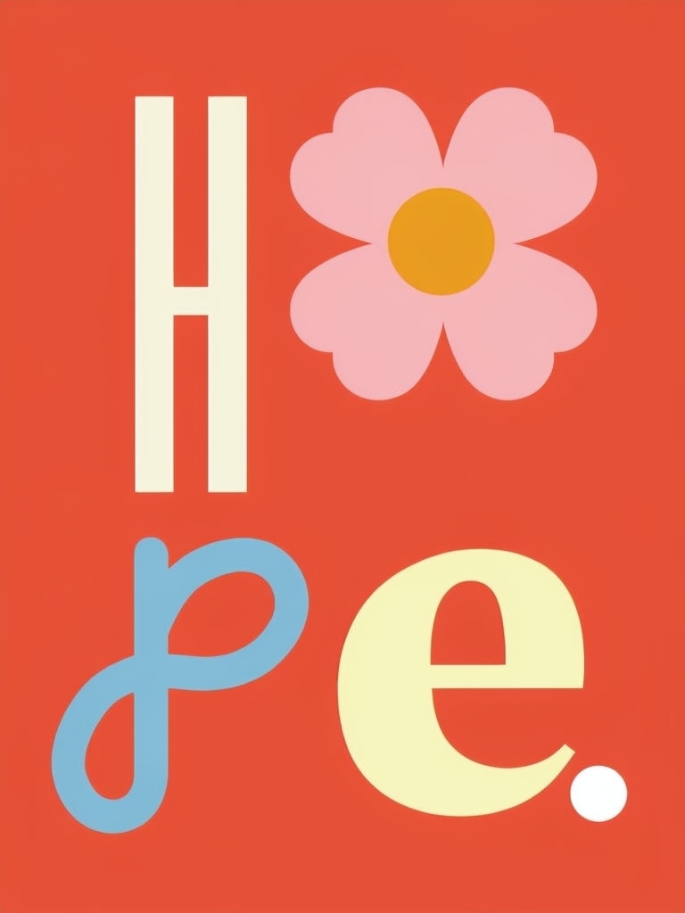 Vibrant Modern HOPE Typography with Flower Design Poster