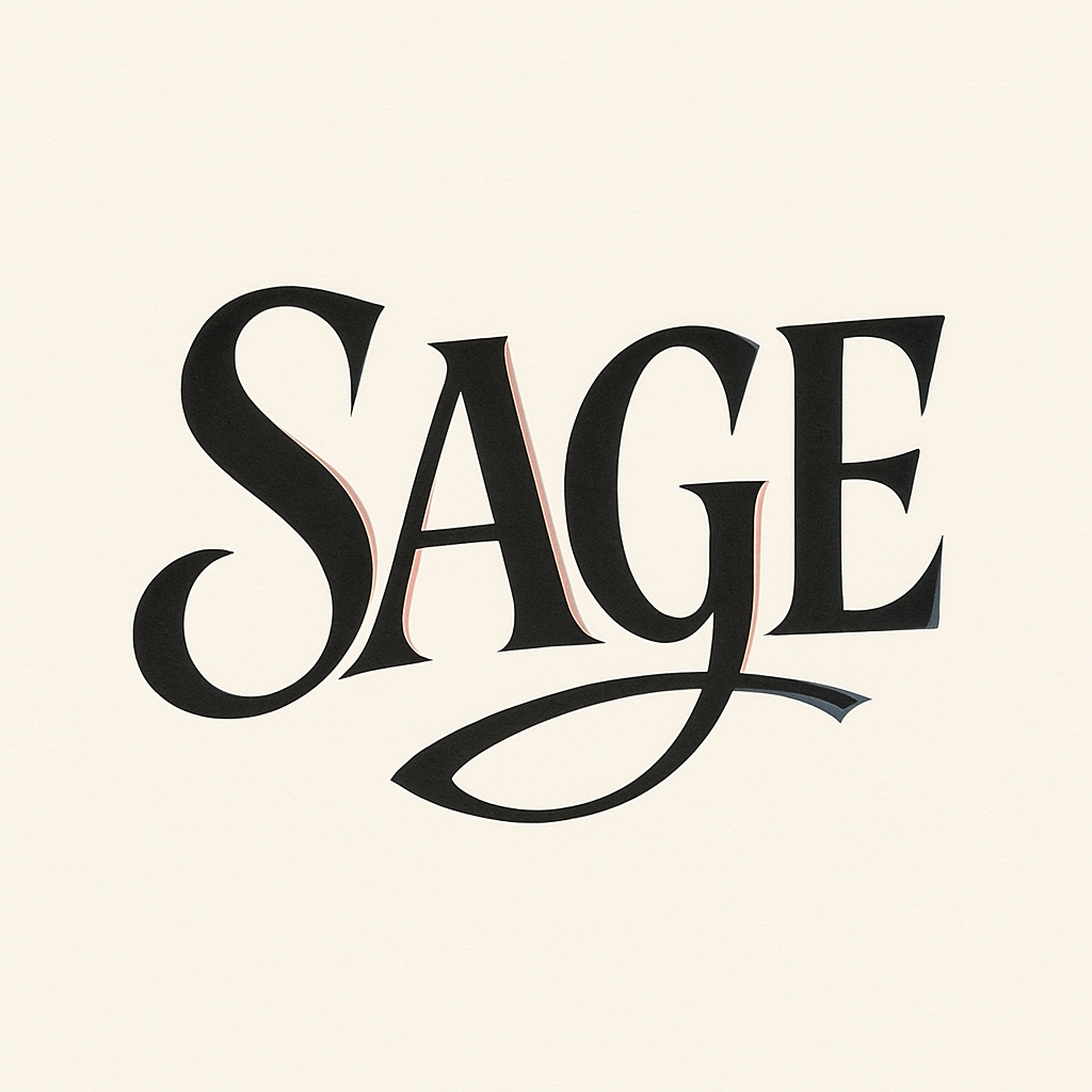 Elegant SAGE Typography Design with Decorative Swirl Logo