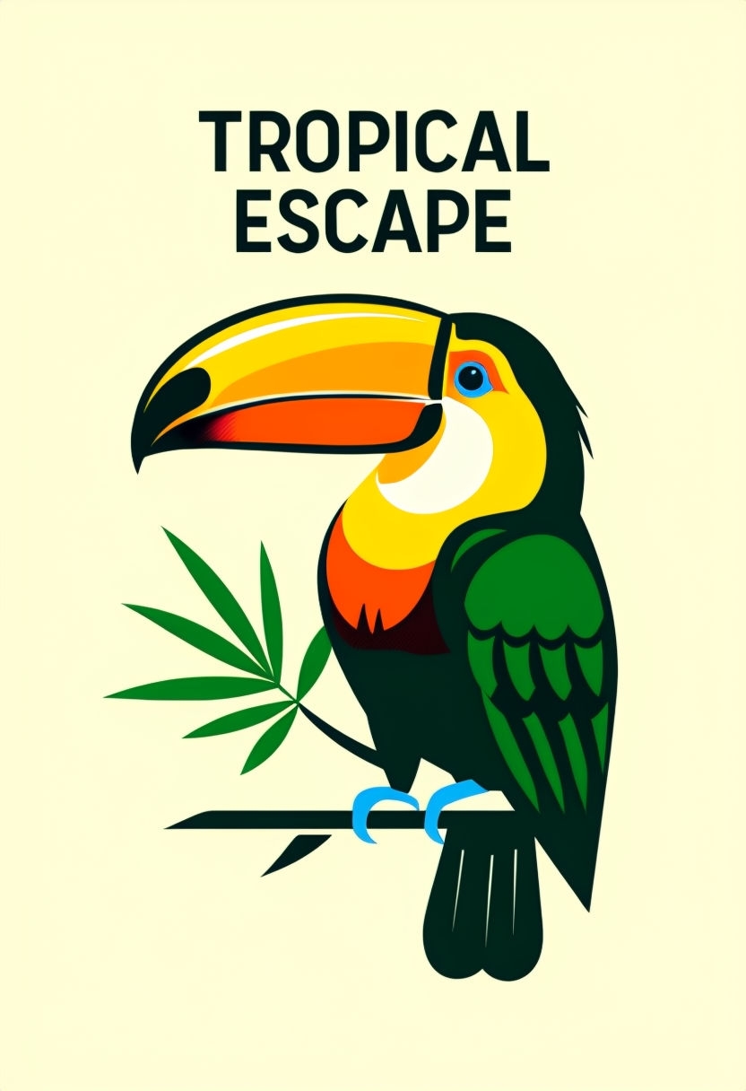 Vibrant Tropical Toucan Illustration for T-Shirt Design EBook Cover