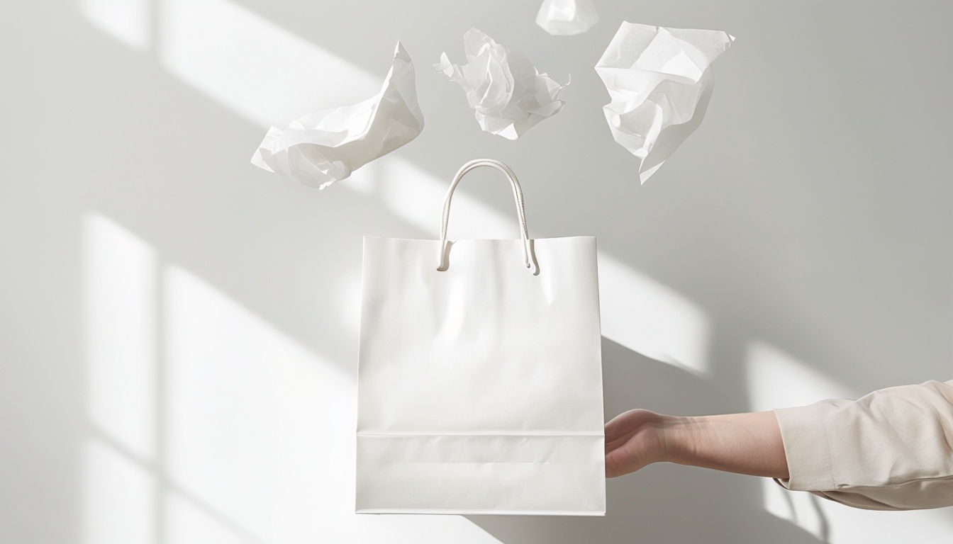 Minimalist Hand Holding White Shopping Bag Mockup