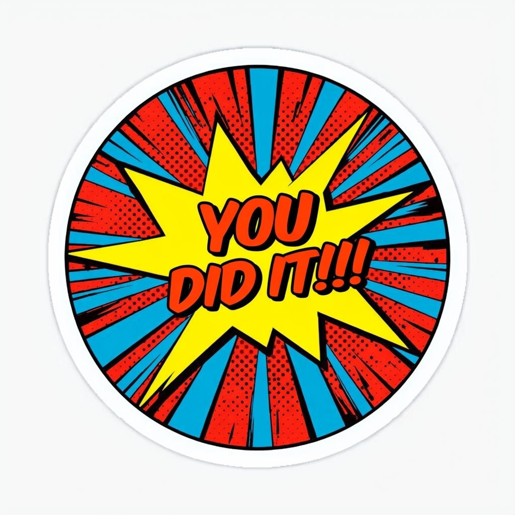 Vibrant Comic Style 'You Did It!!!' Celebration Sticker