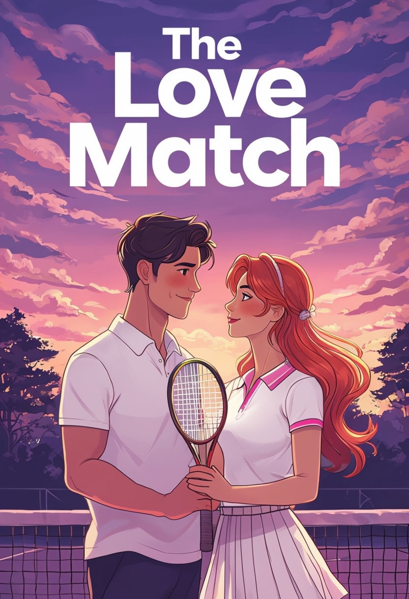 Romantic Tennis Couple Cover Design for The Love Match EBook Cover