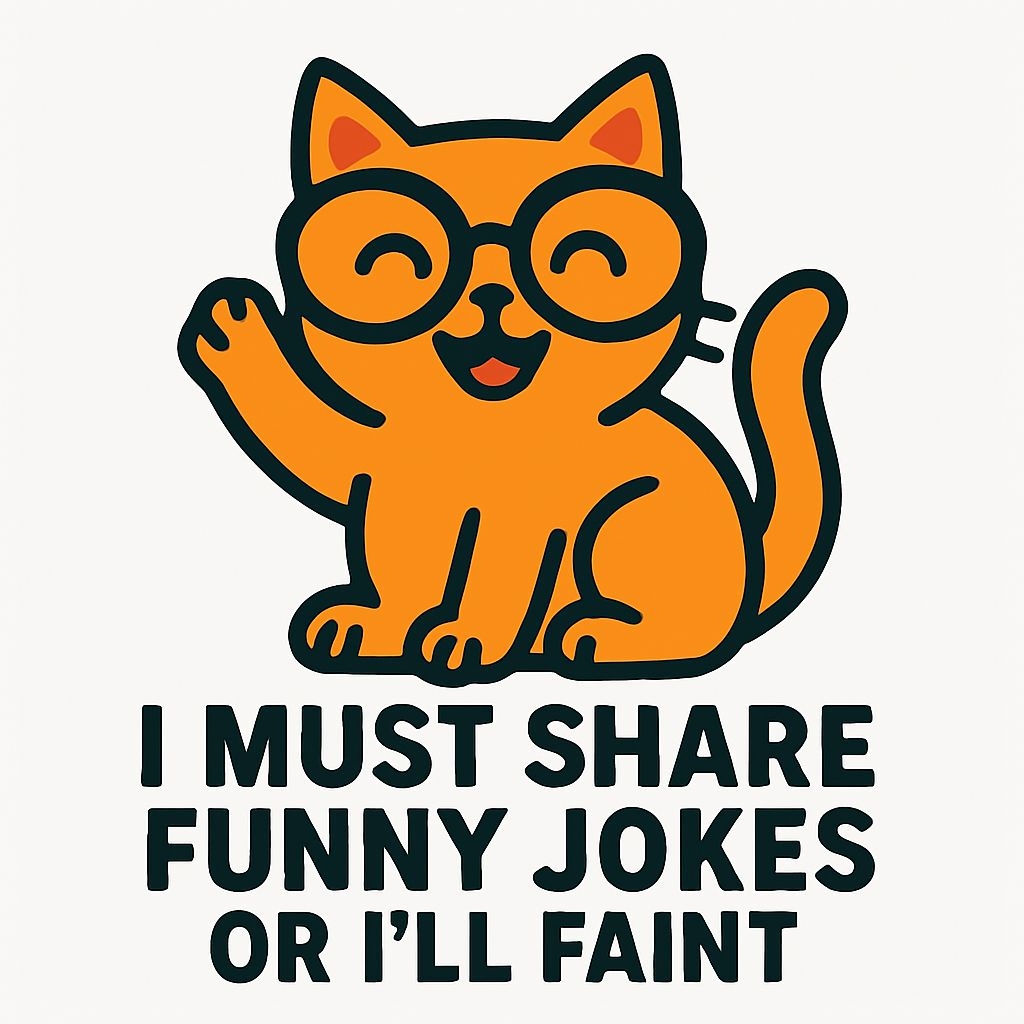 Playful Orange Cat with Glasses and Funny Jokes Sticker