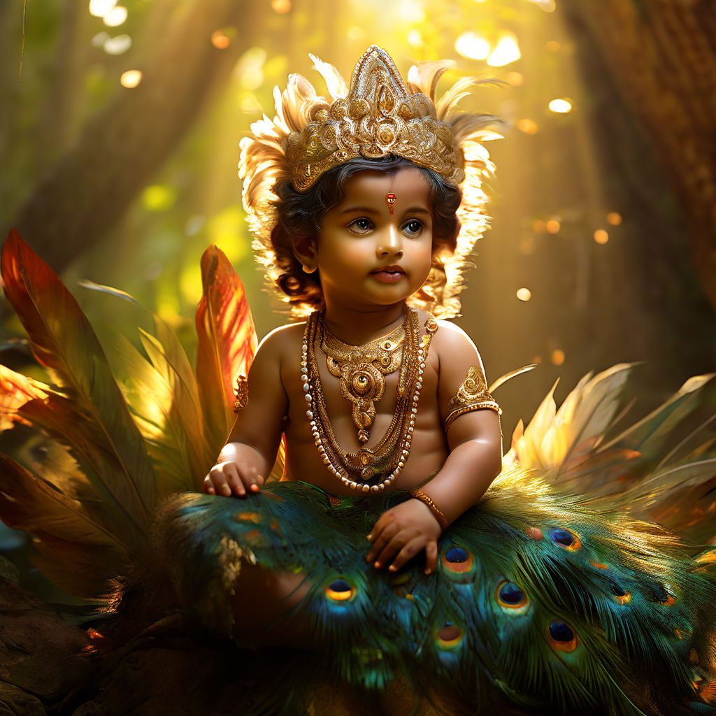 Baby god murugan sitting gracefully atop a peacock by ganesh playground